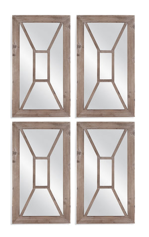 Basset Mirror Boca Wall Mirror - Coastal Elegance With Wire Brushed Solid Wood Frame And Weathered Finish Design Brown Wood,Mirror Glass M4126