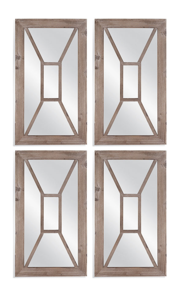 Basset Mirror Boca Wall Mirror - Coastal Elegance With Wire Brushed Solid Wood Frame And Weathered Finish Design Brown Wood,Mirror Glass M4126