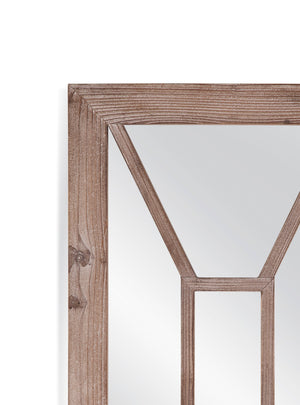 Basset Mirror Boca Wall Mirror - Coastal Elegance With Wire Brushed Solid Wood Frame And Weathered Finish Design Brown Wood,Mirror Glass M4126