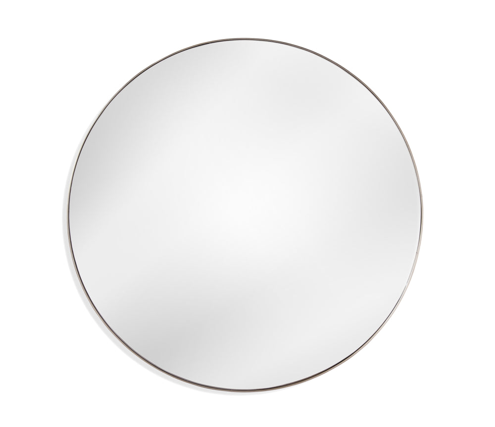 Basset Mirror Eltham Modern Round Wall Mirror – Sleek Silver Metal Frame For Contemporary Elegance & Style Silver Metal,Mirror Glass M4153