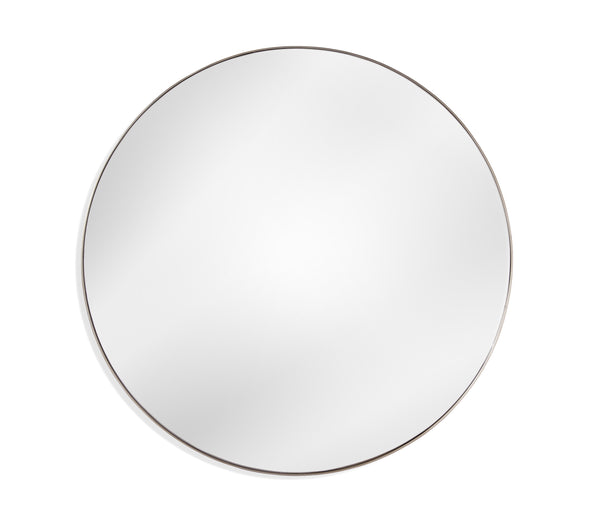 Basset Mirror Eltham Modern Round Wall Mirror – Sleek Silver Metal Frame For Contemporary Elegance & Style Silver Metal,Mirror Glass M4153