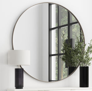Basset Mirror Eltham Modern Round Wall Mirror – Sleek Silver Metal Frame For Contemporary Elegance & Style Silver Metal,Mirror Glass M4153