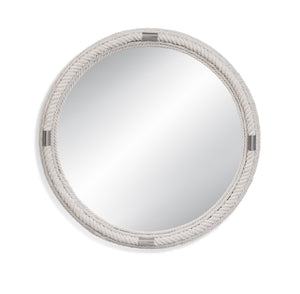 Basset Mirror Largo Wall Mirror - Coastal Design With Natural Jute Rope & Chrome Accents For Elegant Home Decor White Rope,Mirror Glass M4234