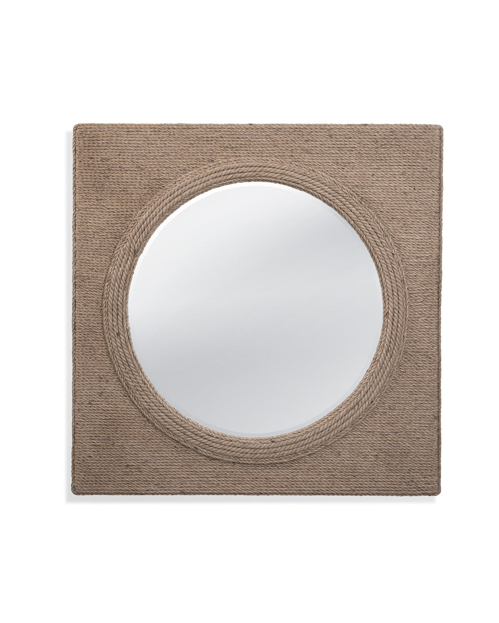 Basset Mirror Avon Wall Mirror - Large Round Beveled Glass With Chic Sisal Rope Frame For Elegant Home Decor Brown Rope,Mirror Glass M4236b