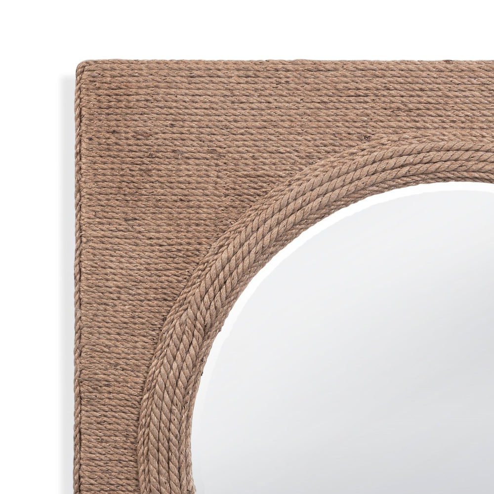 Basset Mirror Avon Wall Mirror - Large Round Beveled Glass With Chic Sisal Rope Frame For Elegant Home Decor Brown Rope,Mirror Glass M4236b