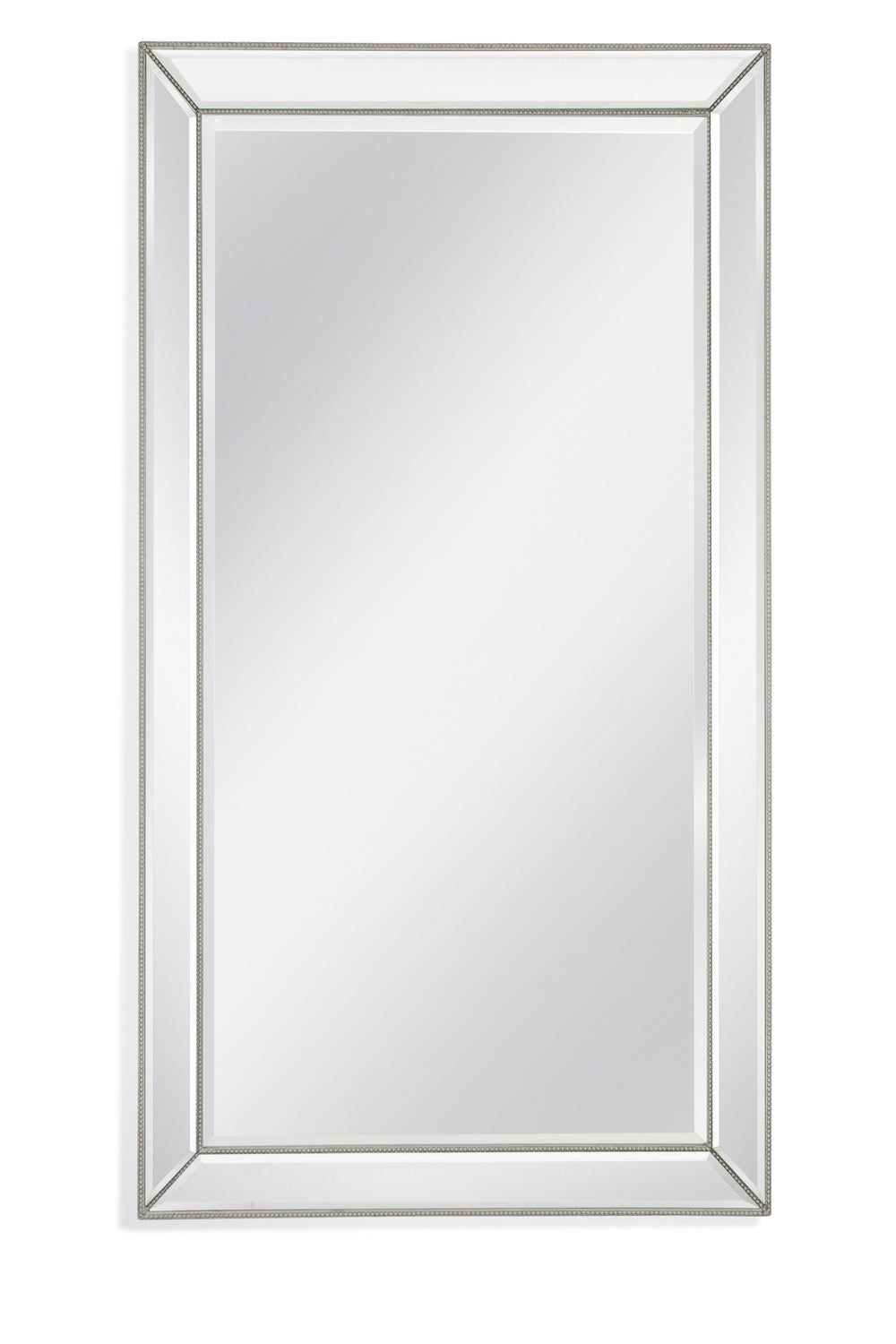Basset Mirror Ashley Floor Mirror – Glamorous Beveled Design With Intricate Beaded Detailing For Elegant Decor Silver Wood,Mirror Glass M4250b
