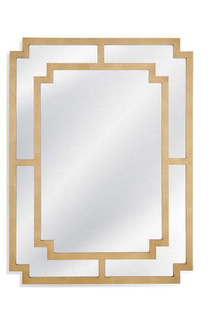 Basset Mirror Connor Wall Mirror - Modern Chippendale Design With Brushed Gold Finish & Elegant Window-pane Style Gold Wood,Mirror Glass M4326