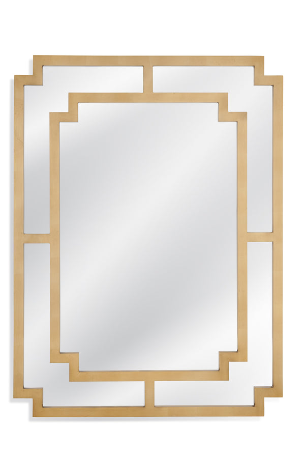 Basset Mirror Connor Wall Mirror - Modern Chippendale Design With Brushed Gold Finish & Elegant Window-pane Style Gold Wood,Mirror Glass M4326