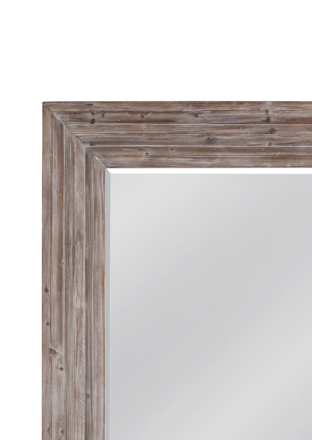 Basset Mirror Cornwall Leaner Mirror - Rustic Reclaimed Wood Frame With White-washed Finish For Timeless Elegance Gray Wood,Mirror Glass M4338b