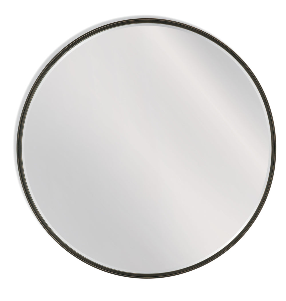 Basset Mirror Bedford Round Wall Mirror - 48-inch Modern Industrial Design With Black Metal And Gold Finish Bronze Metal,Mirror Glass M4345