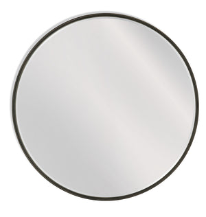Basset Mirror Bedford Round Wall Mirror - 48-inch Modern Industrial Design With Black Metal And Gold Finish Bronze Metal,Mirror Glass M4345