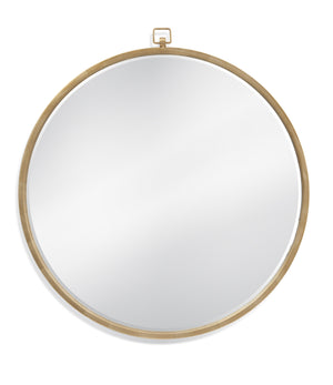 Basset Mirror Logaan Round Wall Mirror - Elegant Gold Leaf Design With Beveled Edge And Modern Classic Charm Gold Metal,Mirror Glass M4358b