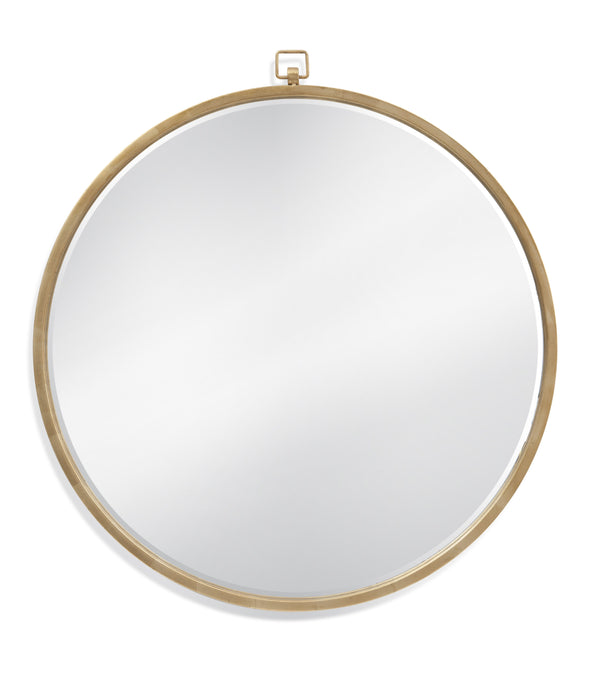 Basset Mirror Logaan Round Wall Mirror - Elegant Gold Leaf Design With Beveled Edge And Modern Classic Charm Gold Metal,Mirror Glass M4358b