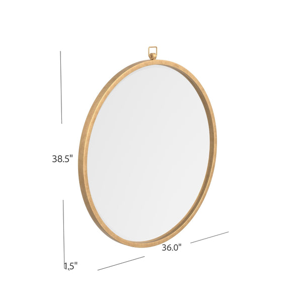 Basset Mirror Logaan Round Wall Mirror - Elegant Gold Leaf Design With Beveled Edge And Modern Classic Charm Gold Metal,Mirror Glass M4358b