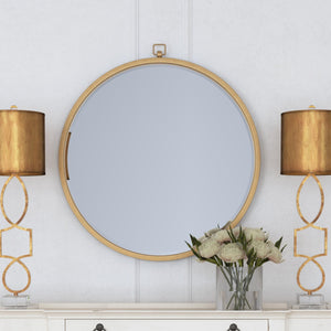 Basset Mirror Logaan Round Wall Mirror - Elegant Gold Leaf Design With Beveled Edge And Modern Classic Charm Gold Metal,Mirror Glass M4358b