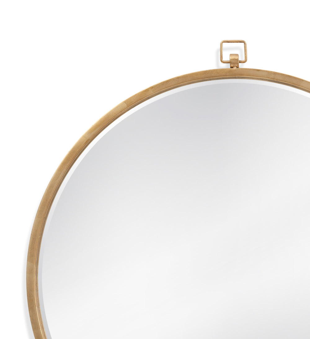 Basset Mirror Logaan Round Wall Mirror - Elegant Gold Leaf Design With Beveled Edge And Modern Classic Charm Gold Metal,Mirror Glass M4358b