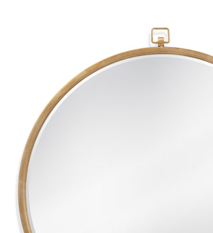 Basset Mirror Logaan Round Wall Mirror - Elegant Gold Leaf Design With Beveled Edge And Modern Classic Charm Gold Metal,Mirror Glass M4358b