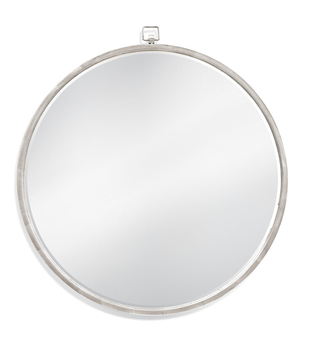 Basset Mirror Bennet Round Wall Mirror With Elegant Silver Leaf Finish And Stunning Pocket Watch Bow Detail Silver Metal,Mirror Glass M4359b