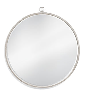 Basset Mirror Bennet Round Wall Mirror With Elegant Silver Leaf Finish And Stunning Pocket Watch Bow Detail Silver Metal,Mirror Glass M4359b