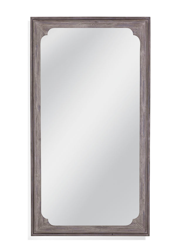 Basset Mirror Landry Leaner Floor Mirror With Scalloped Frame – Stylish White Wash Finish & Anti-tipping Hardware Gray Mirror,Mdf,Wood M4432