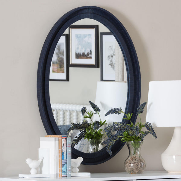 Bali & Pari Lailan Handwoven Grasscloth Wall Mirror for Coastal Bohemian Home Decor