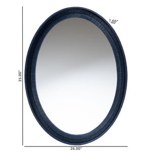 Bali & Pari Lailan Handwoven Grasscloth Wall Mirror for Coastal Bohemian Home Decor