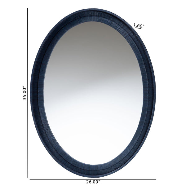Bali & Pari Lailan Handwoven Grasscloth Wall Mirror for Coastal Bohemian Home Decor