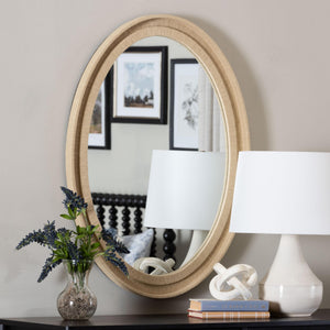 Bali & Pari Lailan Handwoven Grasscloth Wall Mirror for Coastal Bohemian Home Decor