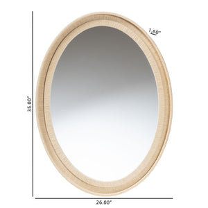 Bali & Pari Lailan Handwoven Grasscloth Wall Mirror for Coastal Bohemian Home Decor