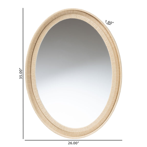 Bali & Pari Lailan Handwoven Grasscloth Wall Mirror for Coastal Bohemian Home Decor