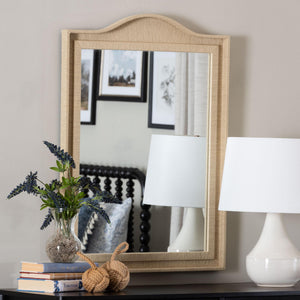 Bali & Pari Lailan Handwoven Grasscloth Wall Mirror for Coastal Bohemian Home Decor
