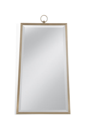 Basset Mirror Floris Wall Mirror - Elegant Rectangular Beveled Design With Brushed Gold Finish Center Ring Finial Gold Metal M4592b