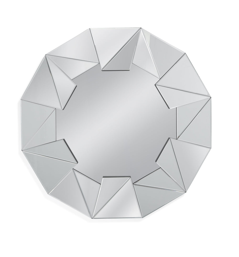 Basset Mirror Gannon Decagon Wall Mirror - Stunning Geometric Cut Glass Frame For Modern Home Décor Elegance Silver Mdf M4597