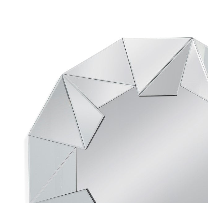 Basset Mirror Gannon Decagon Wall Mirror - Stunning Geometric Cut Glass Frame For Modern Home Décor Elegance Silver Mdf M4597