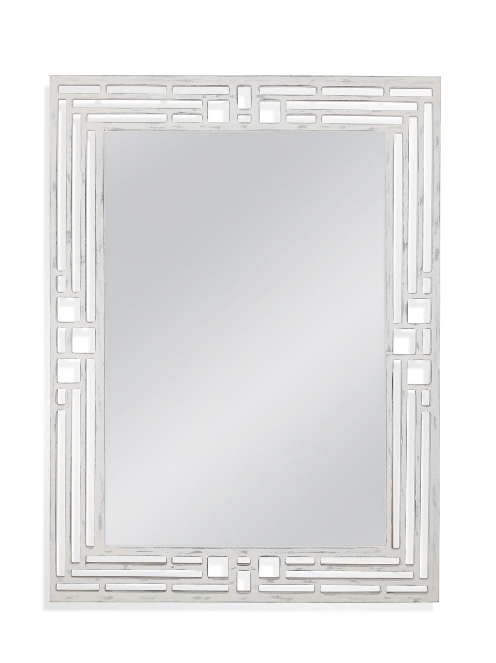Basset Mirror Epsilon Wall Mirror - Stylish Rectangular Design With Geometric Cutout Frame For Modern Decor White Mdf M4695