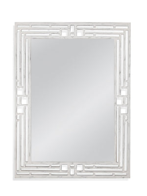 Basset Mirror Epsilon Wall Mirror - Stylish Rectangular Design With Geometric Cutout Frame For Modern Decor White Mdf M4695