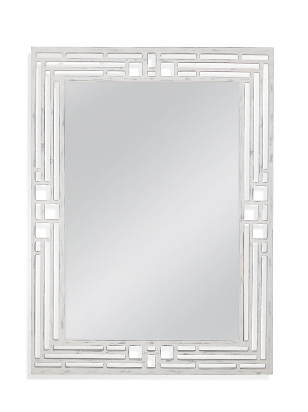 Basset Mirror Epsilon Wall Mirror - Stylish Rectangular Design With Geometric Cutout Frame For Modern Decor White Mdf M4695