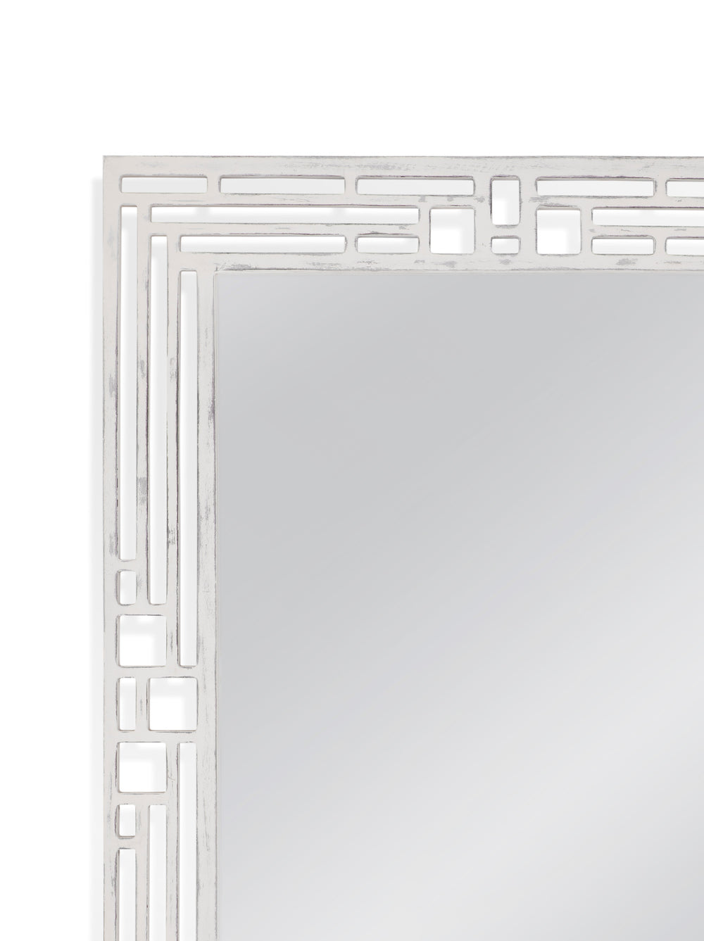 Basset Mirror Epsilon Wall Mirror - Stylish Rectangular Design With Geometric Cutout Frame For Modern Decor White Mdf M4695