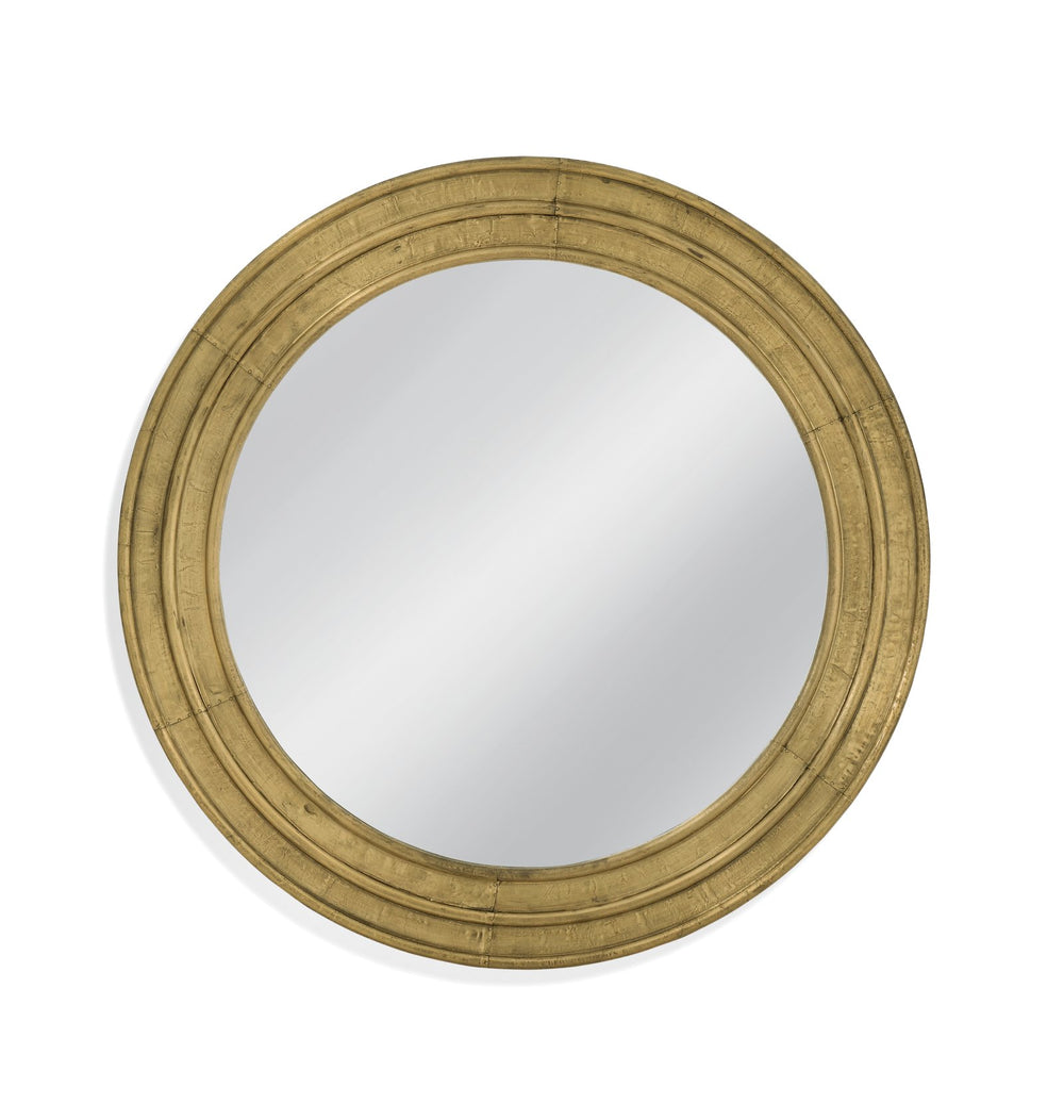 Basset Mirror Rhone Wall Mirror - Elegant Round Design With Luxurious Brass Clad Finish For Stunning Decor Appeal Gold Metal M4744