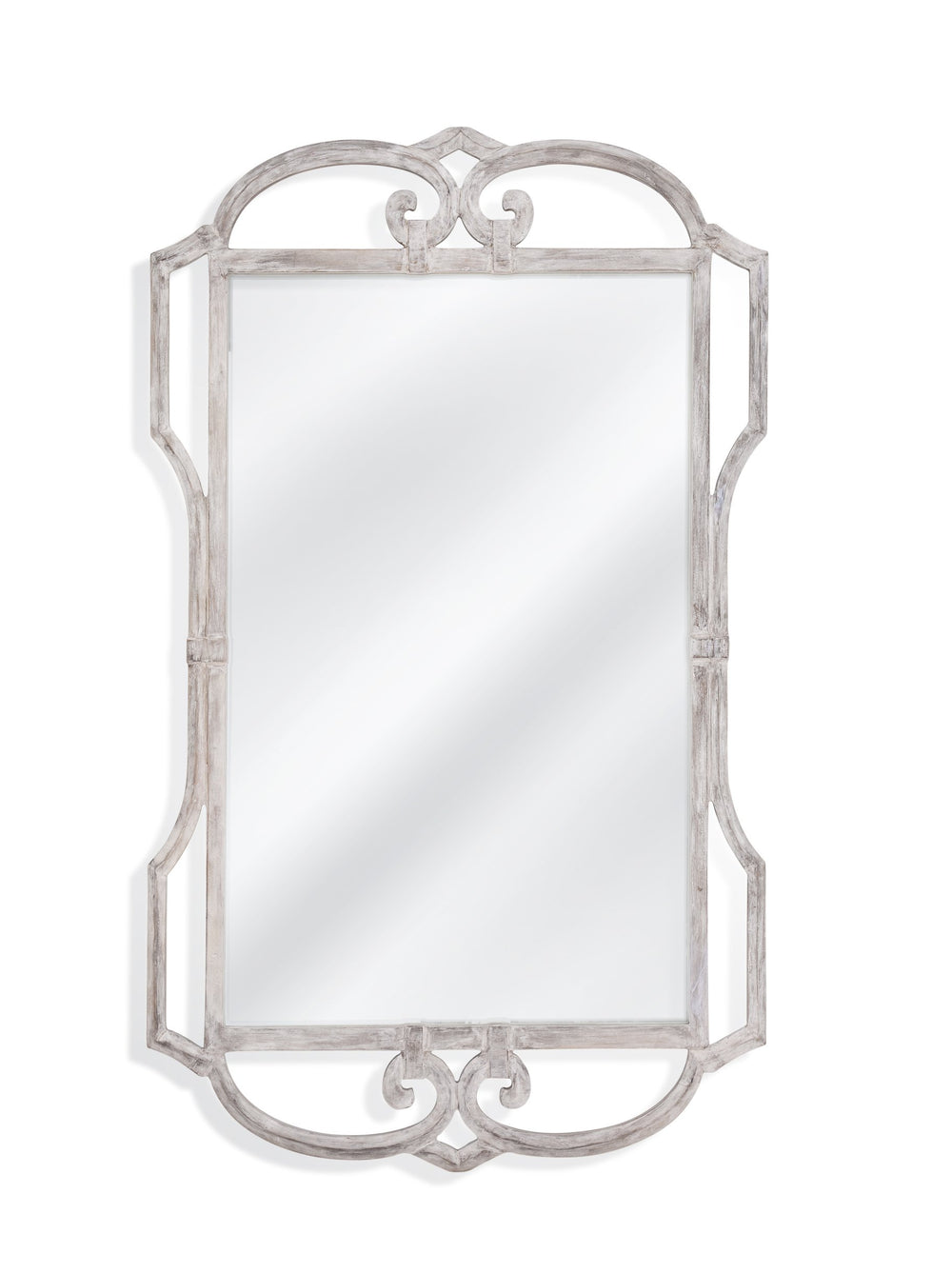 Basset Mirror Carthage Wall Mirror - Elegant Rectangular Design With Weathered White Cutout Frame For Home Decor White Wood M4812