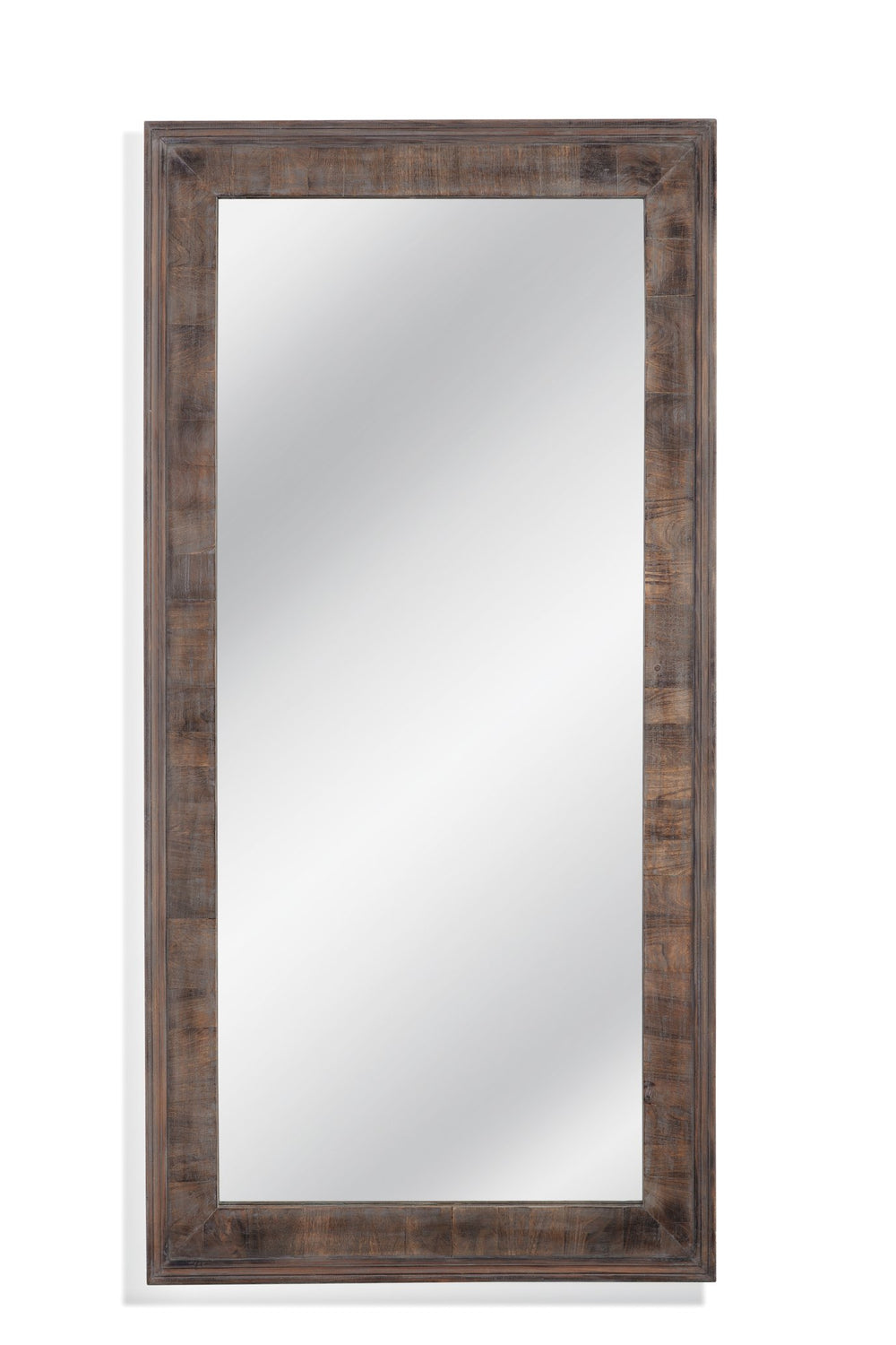 Basset Mirror Zip Floor Mirror - Rustic Farmhouse Charm With Weathered Gray Finish & Brown Wood Frame Accent Gray Wood,Mirror Glass M4849