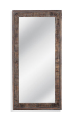 Basset Mirror Zip Floor Mirror - Rustic Farmhouse Charm With Weathered Gray Finish & Brown Wood Frame Accent Gray Wood,Mirror Glass M4849