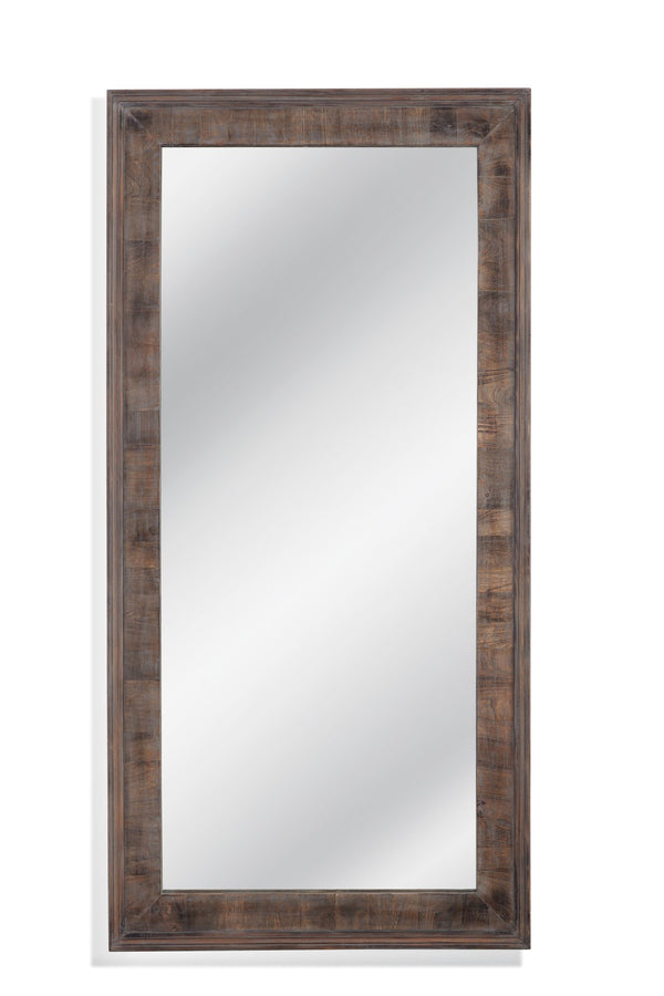 Basset Mirror Zip Floor Mirror - Rustic Farmhouse Charm With Weathered Gray Finish & Brown Wood Frame Accent Gray Wood,Mirror Glass M4849