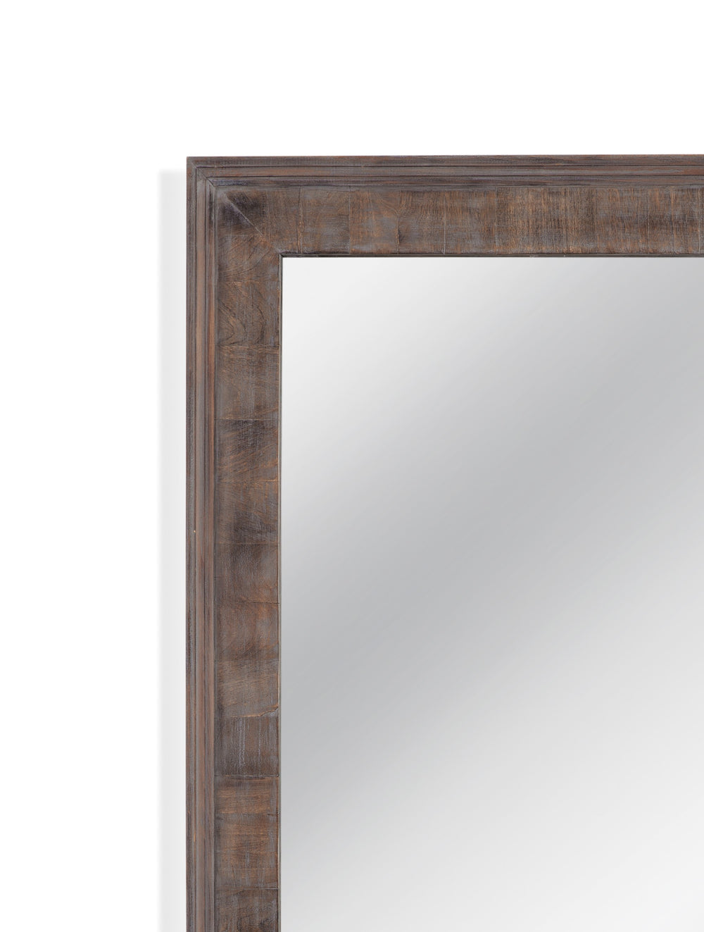 Basset Mirror Zip Floor Mirror - Rustic Farmhouse Charm With Weathered Gray Finish & Brown Wood Frame Accent Gray Wood,Mirror Glass M4849