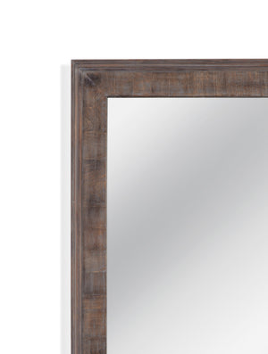 Basset Mirror Zip Floor Mirror - Rustic Farmhouse Charm With Weathered Gray Finish & Brown Wood Frame Accent Gray Wood,Mirror Glass M4849