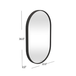 Basset Mirror Oval Wall Mirror - Modern Matte Black Frame For Stylish Home Décor In Entryway, Bathroom & More Black Wood,Mirror Glass M4868