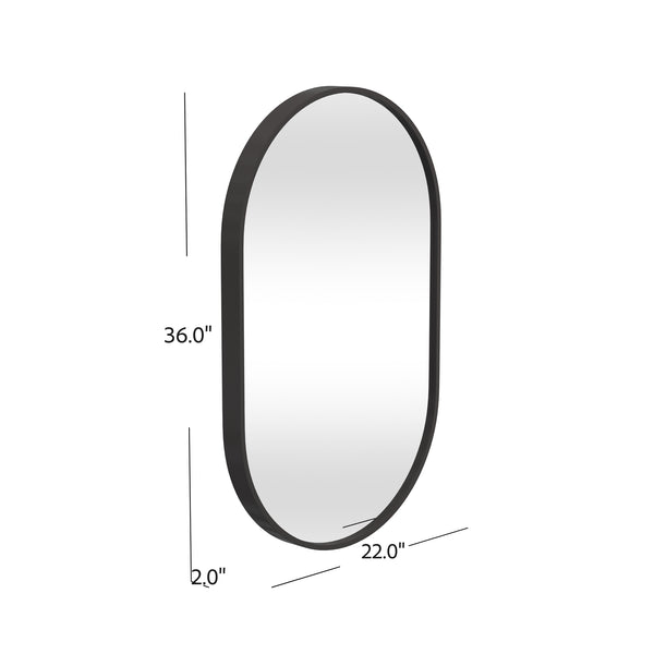 Basset Mirror Oval Wall Mirror - Modern Matte Black Frame For Stylish Home Décor In Entryway, Bathroom & More Black Wood,Mirror Glass M4868