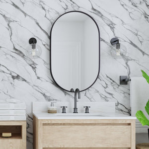 Basset Mirror Oval Wall Mirror - Modern Matte Black Frame For Stylish Home Décor In Entryway, Bathroom & More Black Wood,Mirror Glass M4868