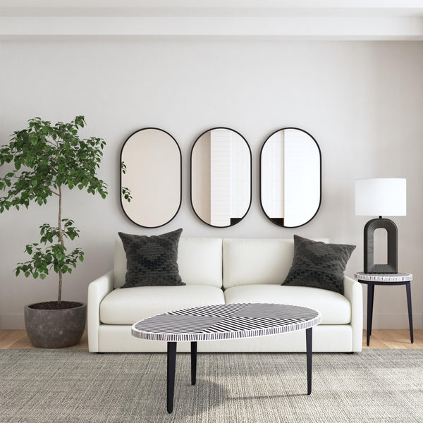 Basset Mirror Oval Wall Mirror - Modern Matte Black Frame For Stylish Home Décor In Entryway, Bathroom & More Black Wood,Mirror Glass M4868