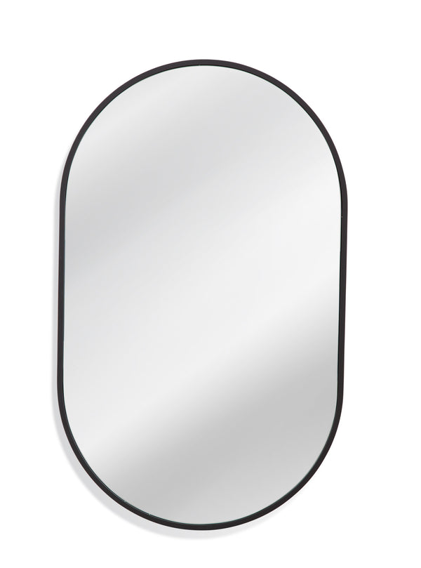 Basset Mirror Oval Wall Mirror - Modern Matte Black Frame For Stylish Home Décor In Entryway, Bathroom & More Black Wood,Mirror Glass M4868